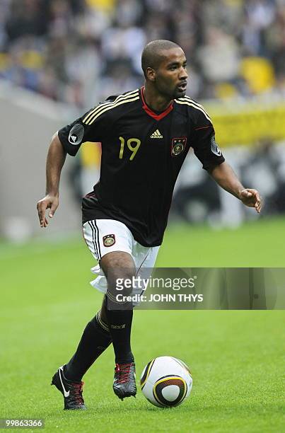 Germany's striker Cacau controls the ball during the friendly football match Germany vs Malta in the western German city of Aachen on May 13, 2010...