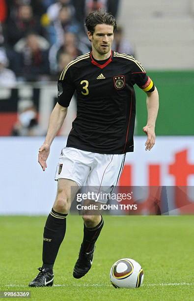 Germany's defender Arne Friedrich controls the ball during the friendly football match Germany vs Malta in the western German city of Aachen on May...