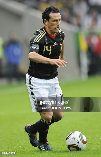 Germany's midfielder Piotr Trochowski controls the ball during the friendly football match Germany vs Malta in the western German city of Aachen on...