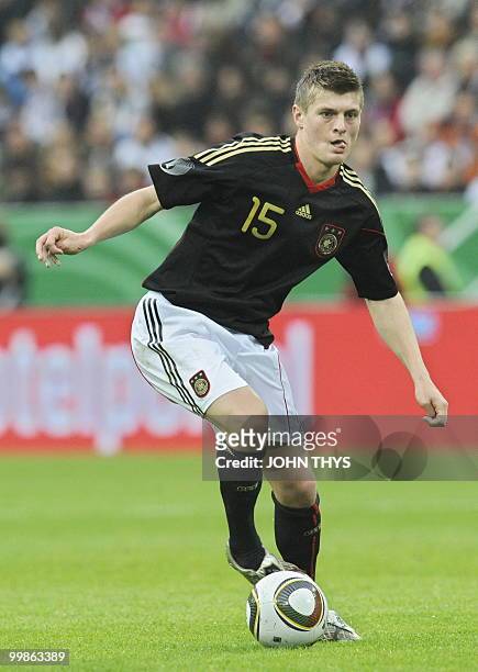 Germany's midfielder Toni Kroos controls the ball during the friendly football match Germany vs Malta in the western German city of Aachen on May 13,...