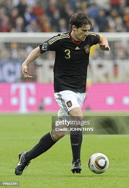 Germany's defender Arne Friedrich controls the ball during the friendly football match Germany vs Malta in the western German city of Aachen on May...