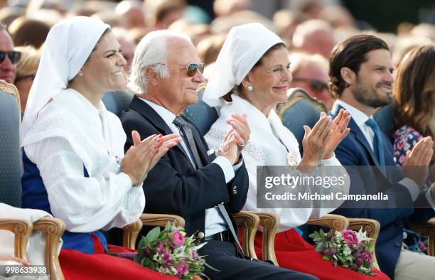 Crown Princess Victoria of Sweden, King Carl Gustaf of Sweden, Queen Silvia of Sweden and Prince Carl Philip of Sweden during the occasion of The...