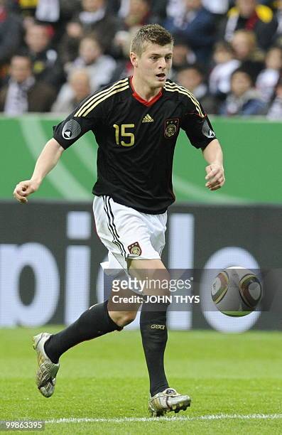 Germany's midfielder Toni Kroos controls the ball during the friendly football match Germany vs Malta in the western German city of Aachen on May 13,...