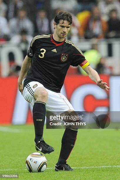 Germany's defender Arne Friedrich controls the ball during the friendly football match Germany vs Malta in the western German city of Aachen on May...