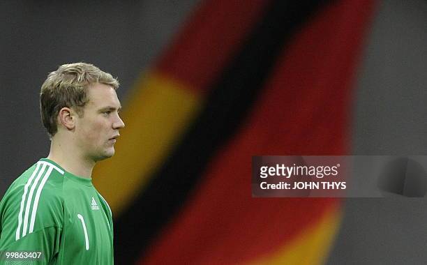 Germany's goalkeeper Manuel Neuer is pictured during the friendly football match Germany vs Malta in the western German city of Aachen on May 13,...