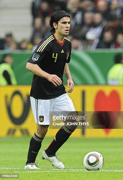 Germany's defender Serdar Tasci controls the ball during the friendly football match Germany vs Malta in the western German city of Aachen on May 13,...