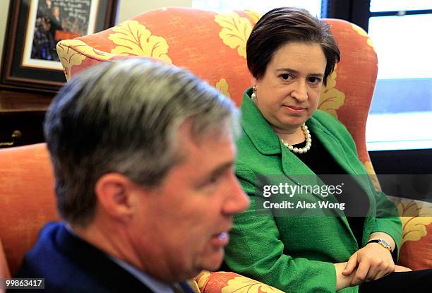 Supreme Court nominee, Solicitor General Elena Kagan meets with Sen. Sheldon Whitehouse on Capitol Hill May 18, 2010 in Washington, DC. Kagan...