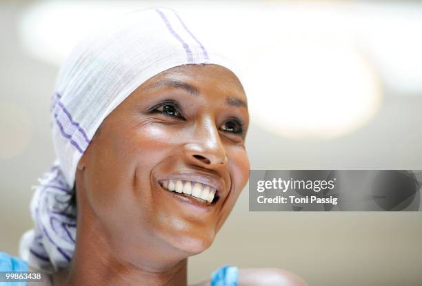Model Waris Dirie presents her new book 'Schwarze Frau, Weisses Land' at Hotel Adlon on May 18, 2010 in Berlin, Germany.