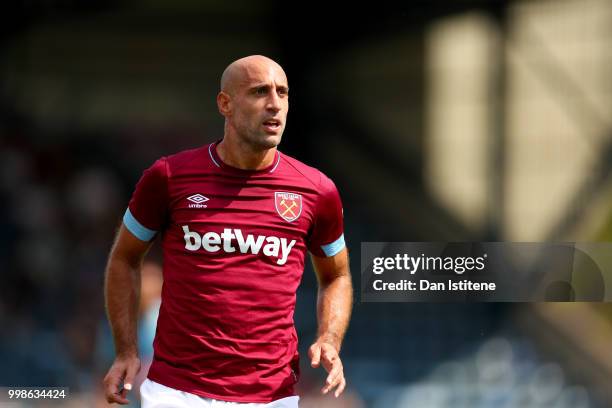 Pablo Zabaleta of West Ham looks on during the pre-season friendly match between Wycombe Wanderers and West Ham United at Adams Park on July 14, 2018...