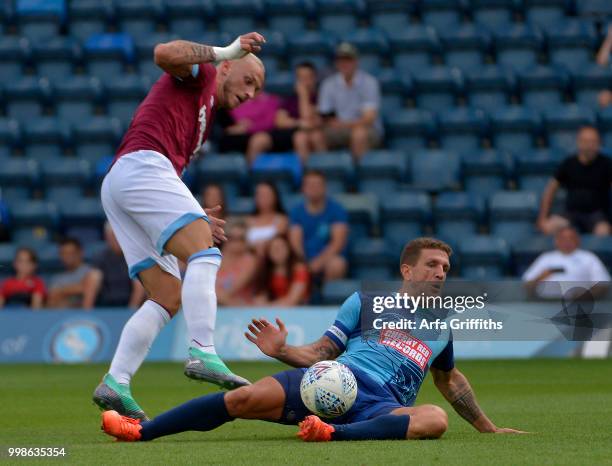 Marko Arnautovic of West Ham United during the Pre Season Friendly between Wycombe Wanderers and West Ham United at Adams Park on July 14, 2018 in...