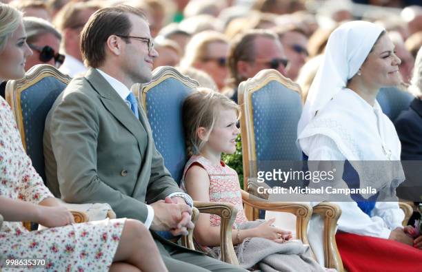 Prince Daniel of Sweden, Princess Estelle of Sweden and Crown Princess Victoria of Sweden during the occasion of The Crown Princess Victoria of...