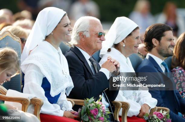 Crown Princess Victoria of Sweden, King Carl Gustaf of Sweden, Queen Silvia of Sweden and Prince Carl Philip of Sweden during the occasion of The...