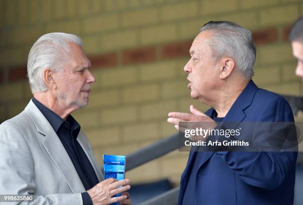 David Gold and David Sullivan of West Ham United before the Pre Season Friendly between Wycombe Wanderers and West Ham United at Adams Park on July...