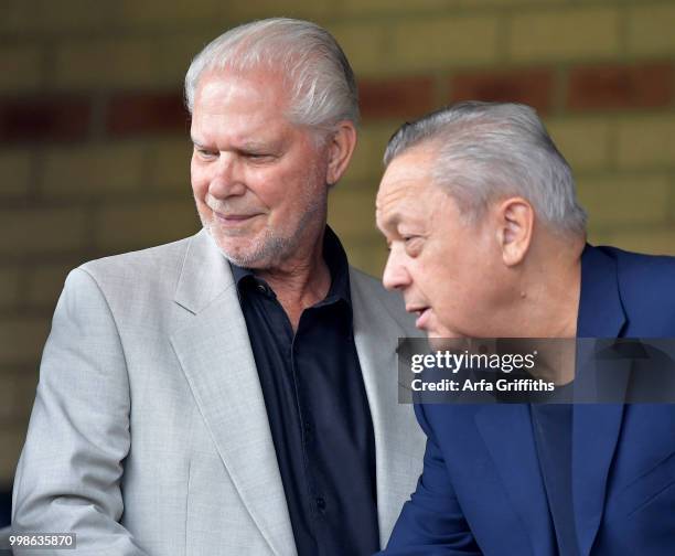 David Gold and David Sullivan of West Ham United before the Pre Season Friendly between Wycombe Wanderers and West Ham United at Adams Park on July...