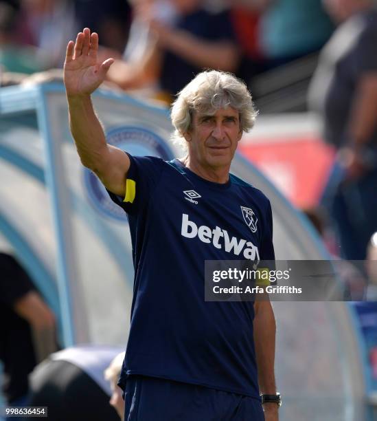 Manuel Pellegrini of West Ham United during the Pre Season Friendly between Wycombe Wanderers and West Ham United at Adams Park on July 14, 2018 in...