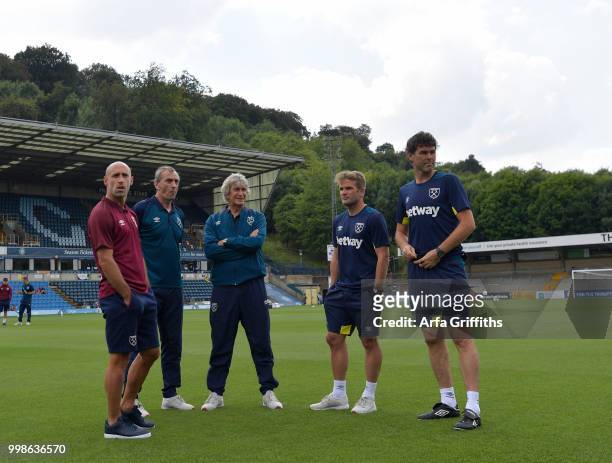 Manuel Pellegrini centre of West Ham United before the Pre Season Friendly between Wycombe Wanderers and West Ham United at Adams Park on July 14,...