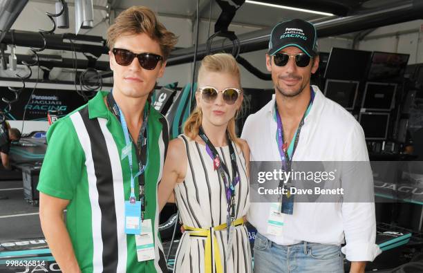 Oliver Cheshire, Natalie Dormer and David Gandy attend the Formula E 2018 Qatar Airways New York City E-Prix, the double header season finale of the...