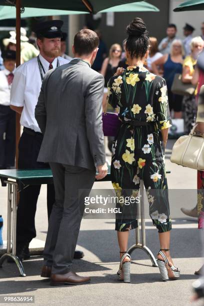 Thandie Newton seen outside Wimbledon AELTC on July 14, 2018 in London, England.