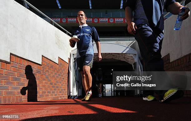 Fourie du Preez of the Bulls walks out for a Vodacom Bulls training session at Orlando Stadium on May 18, 2010 in Soweto, Johannesburg, South Africa.