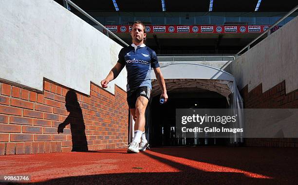 Francois Hougaard of the Bulls walks out for a Vodacom Bulls training session at Orlando Stadium on May 18, 2010 in Soweto, Johannesburg, South...