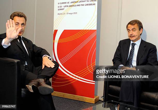 French President Nicolas Sarkozy meets with Spain's Prime Minister Jose Luis Rodriguez Zapatero during the Sixth Summit of Heads of State and...