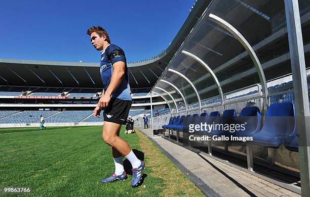 Gerhard van den Heever of the Bulls, who will be suspended for the Super 14 semi final against the Crusaders, attends a Vodacom Bulls training...
