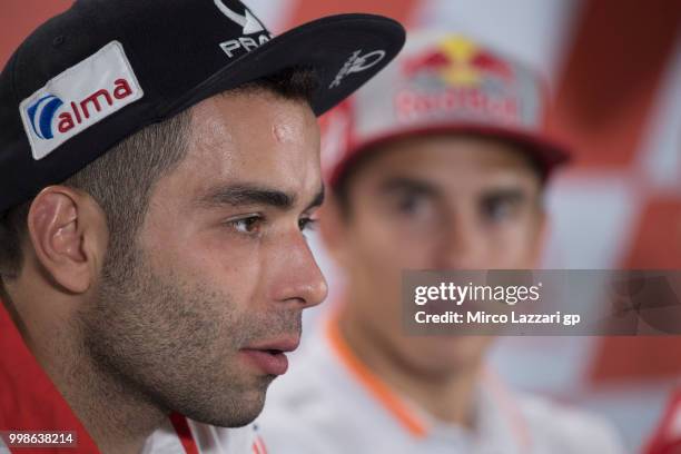 Danilo Petrucci of Italy and Alma Pramac Racing speaks during the press conference at the end of the qualifying practice during the MotoGp of Germany...