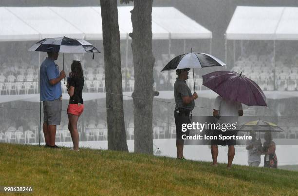 Heavy midmorning downpour interrupts play during the third round of the John Deere Classic on July 14 at TPC Deere Run in Silvis, IL.