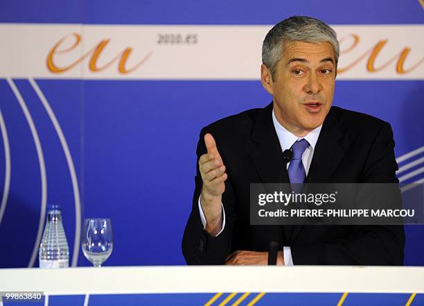 Portuguese Prime Minister Jose Socrates gives a press conference during the Sixth Summit of Heads of State and Government of the European Union-Latin...