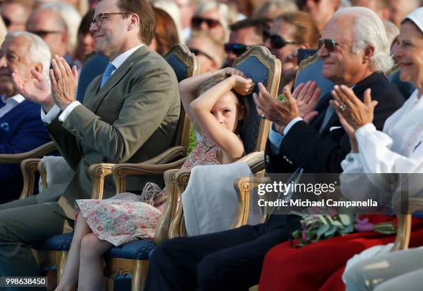 Princess Estelle of Sweden during the occasion of The Crown Princess Victoria of Sweden's 41st birthday celebrations at Borgholm Sports Arena on July...