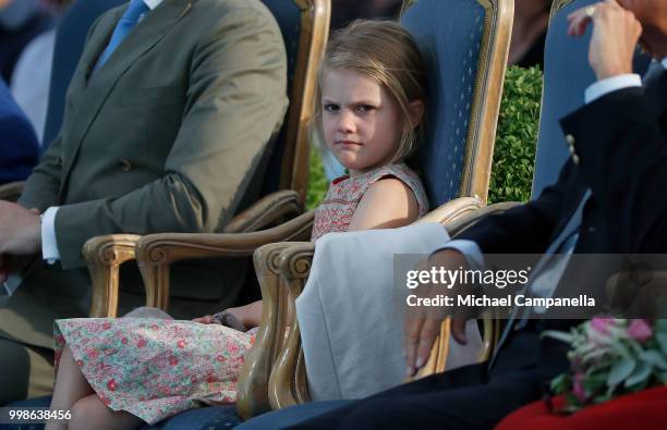 Princess Estelle of Sweden during the occasion of The Crown Princess Victoria of Sweden's 41st birthday celebrations at Borgholm Sports Arena on July...