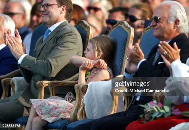 Princess Estelle of Sweden during the occasion of The Crown Princess Victoria of Sweden's 41st birthday celebrations at Borgholm Sports Arena on July...