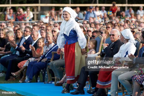 Crown Princess Victoria of Sweden during the occasion of her 41st birthday celebrations at Borgholm Sports Arena on July 14, 2018 in Oland, Sweden.