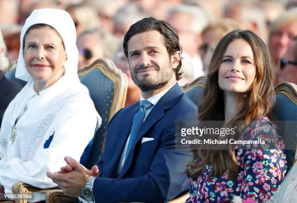Queen Silvia of Sweden, Prince Carl Philip of Sweden and Princess Sofia of Sweden during the occasion of The Crown Princess Victoria of Sweden's 41st...