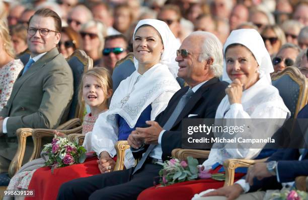 Prince Daniel of Sweden, Princess Estelle of Sweden, Crown Princess Victoria of Sweden, King Carl Gustaf of Sweden and Queen Silvia of Sweden during...