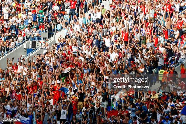 Supporters during the FIFA 2018 World Cup Russia Play-off for third place match between Belgium and England at the Saint Petersburg Stadium on July...