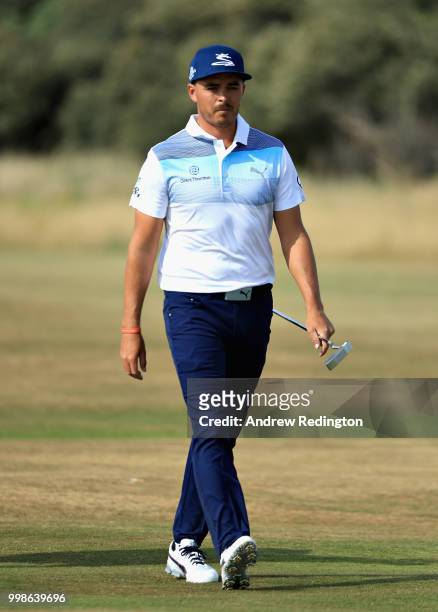 Rickie Fowler of USA looks on, on hole nine during day three of the Aberdeen Standard Investments Scottish Open at Gullane Golf Course on July 14,...