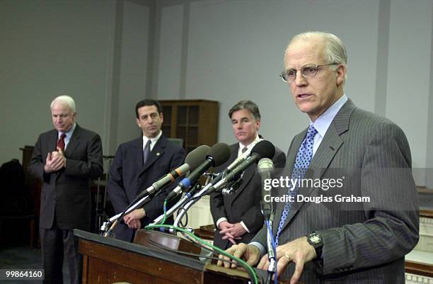 Chris Shays, R-Conn., Martin T. Meehan, D-Mass., Russell D. Feingold, D-Wis., and John McCain, R-Ariz., during a press conference on Campaign Finance...