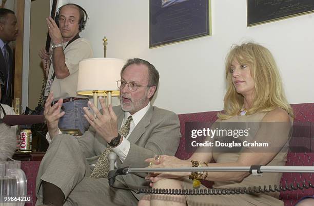 David E. Bonior, D-Mi., and Goldie Hawn talk with reporters during a press conference in Boniors office about China PNTR.
