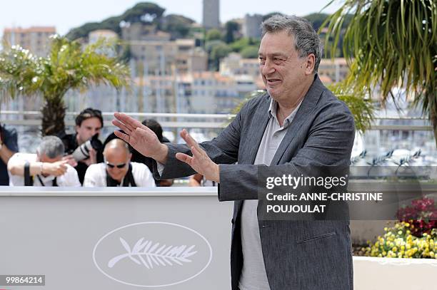 British director Stephen Frears poses during the photocall of "Tamara Drewe" presented out of competition at the 63rd Cannes Film Festival on May 18,...