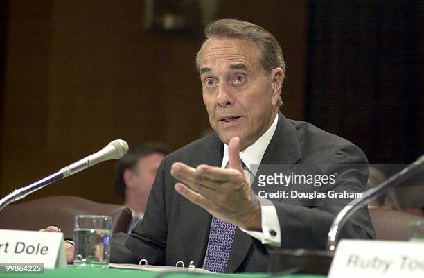 Bob Dole testifies during the hearing on hospice care.
