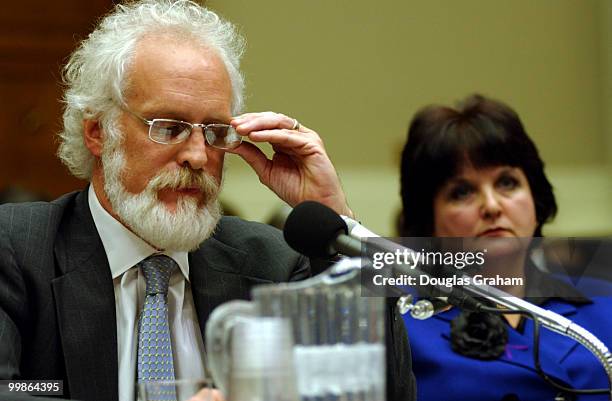 Attorney Robert Baldi and his client Russa Steiner during their opening remakes at the Oversight and Investigations Subcommittee hearing on...