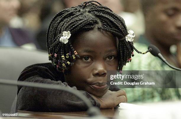 Damba Koroma testifies before the International Relations Committee hearing on the impact of the Sierra Leone conflict on children who were victoms...
