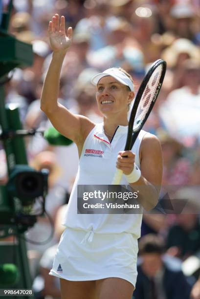 Angelique Kerber of Germany during her semi-final match against Jelena Ostapenko of Latvia on day ten of the Wimbledon Lawn Tennis Championships at...