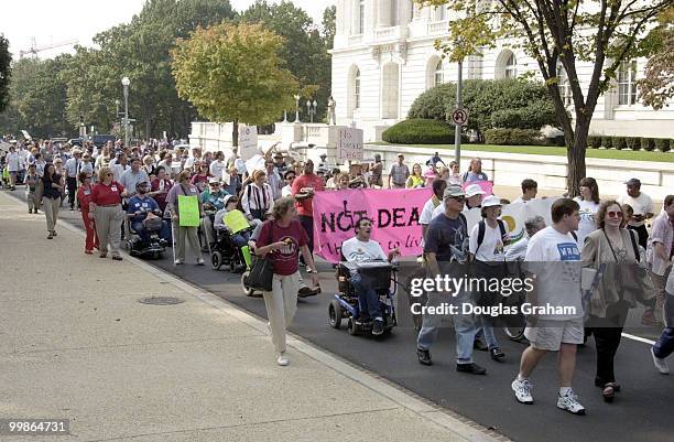 Protesters head for the Supreme Court from Senate Park the North Fountion to protest.