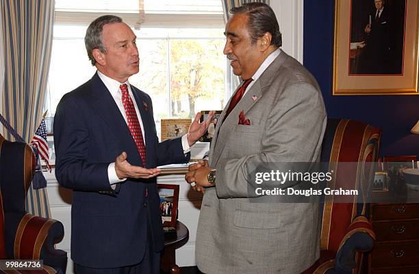 Mayor elect of New York Mike Bloomberg greets Charles Rangel, D-N.Y., during his tour of the U.S. Capitol.