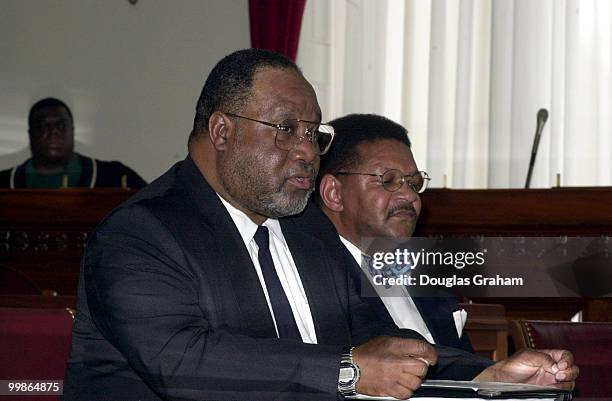 Officer Jim Roberts and Charles Ware, lawyer for the United States Capitol Black Police Association during a press conference to announce that they...