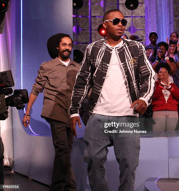 Damien Marley and Nas visit BET's "106 & Park" at BET Studios on May 17, 2010 in New York City.