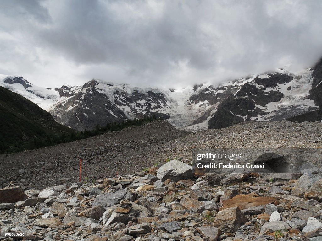 Hiking Trail on the Glacial Moraine Of Monte Rosa, Anzasca Valley
