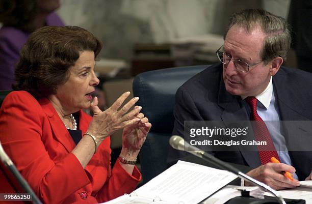 Dianne Feinstein, D-Ca., and John D. Rockefeller, D-W.Va., during a hearing on terrorism and counter terrorism measures before the Senate Sellect...